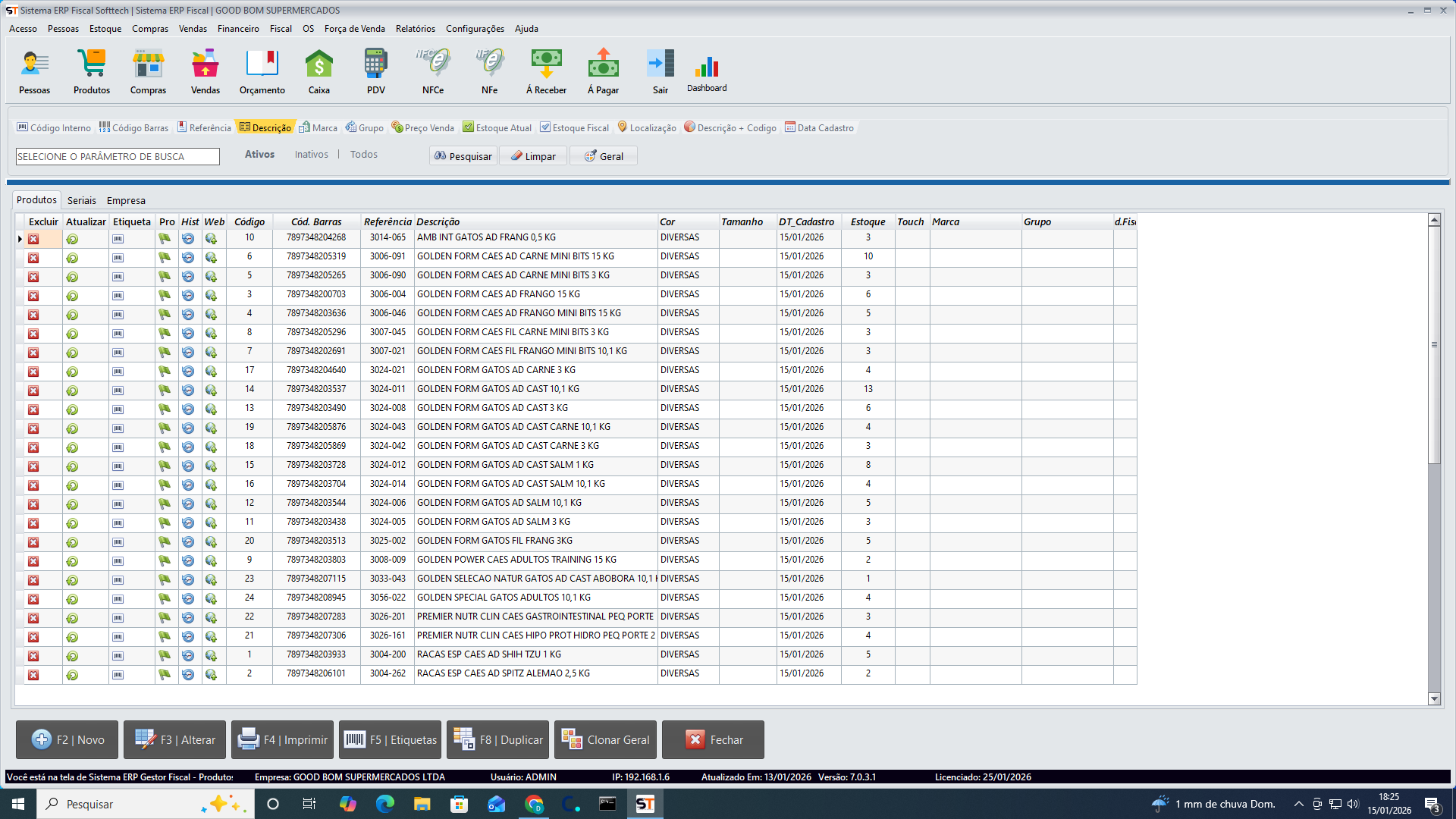 Grade de Produtos ERP Softtech
